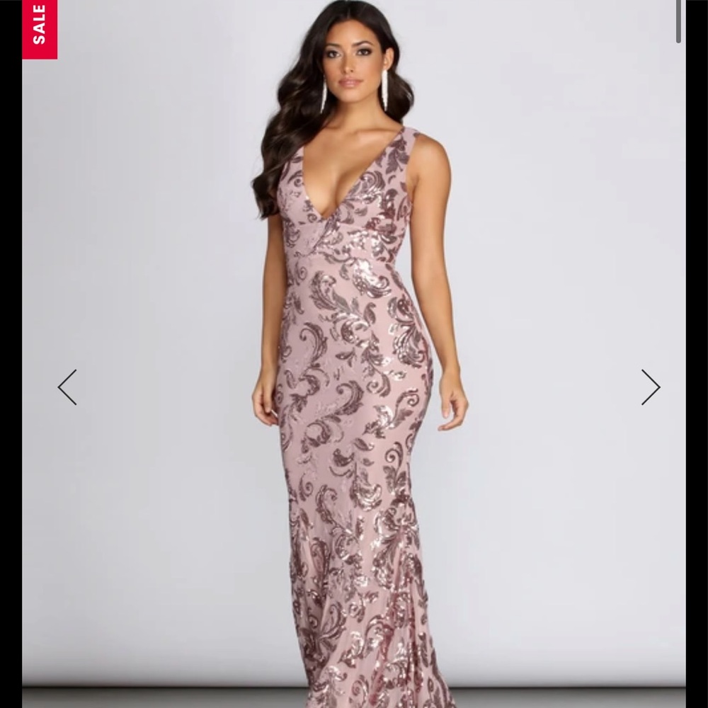 Formal Sequin Mauve Paisley Dress